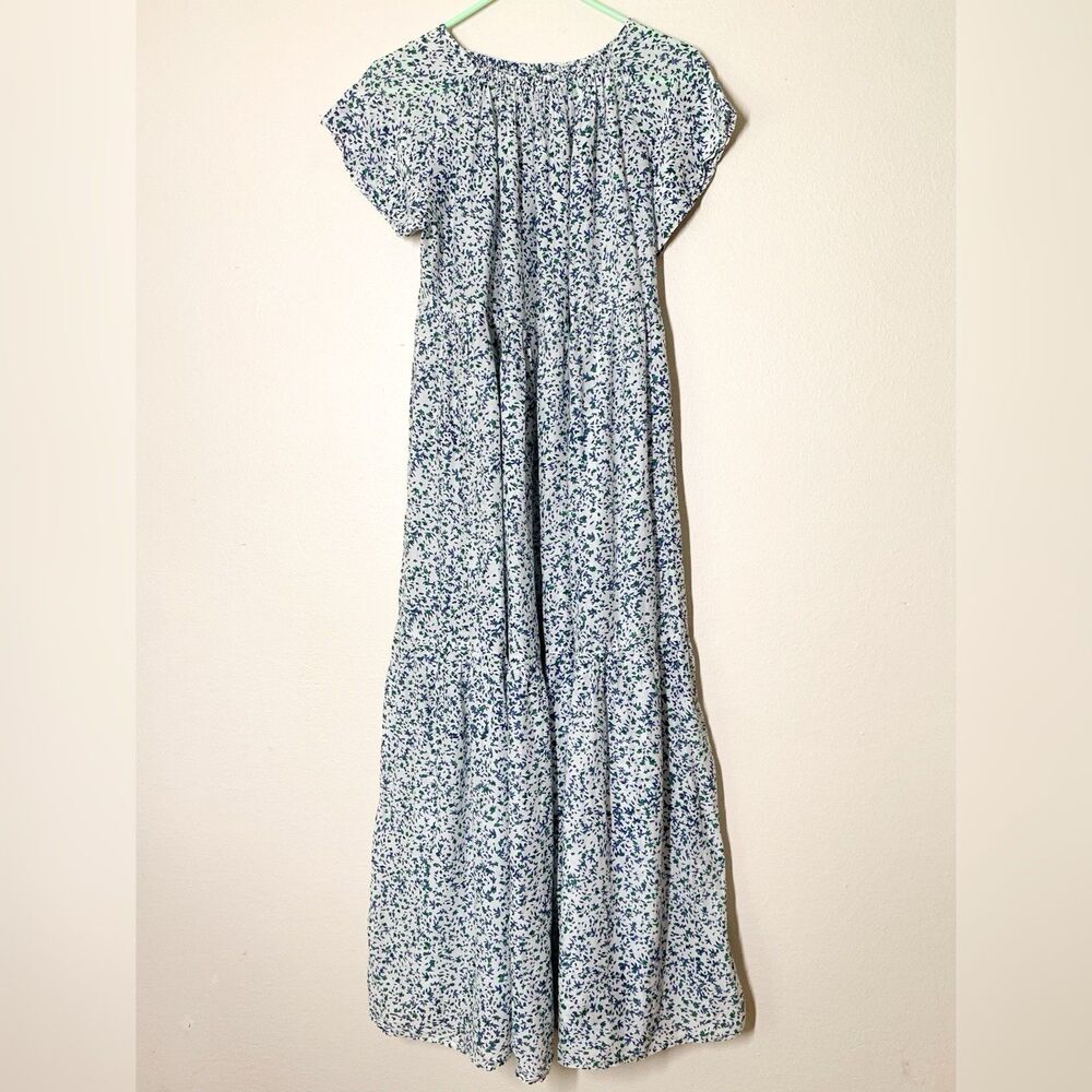 Mirth Vienna Maxi Dress S Field Flower Cotton Silk Purple Green Floral White